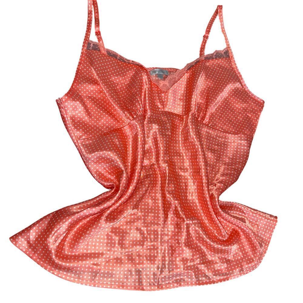 Satin Shiny Pink peachy Poka Dot XL top